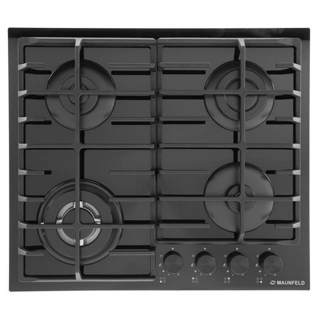 поверхность газовая MAUNFELD EGHG.64.63CB2/G 60см 4 конфорки закаленное стекло/чугун черный