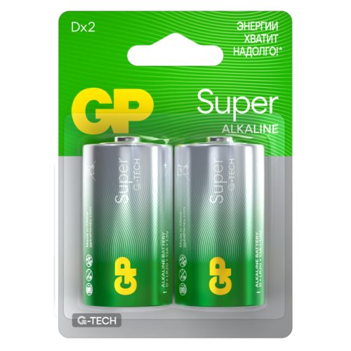 батарейка GP Batteries Super G TECH 1,5 В LR20 D 2шт