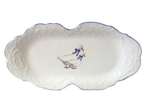 блюдо CMIELOW Рококо Гуси прямоуглое 36х18см фарфор