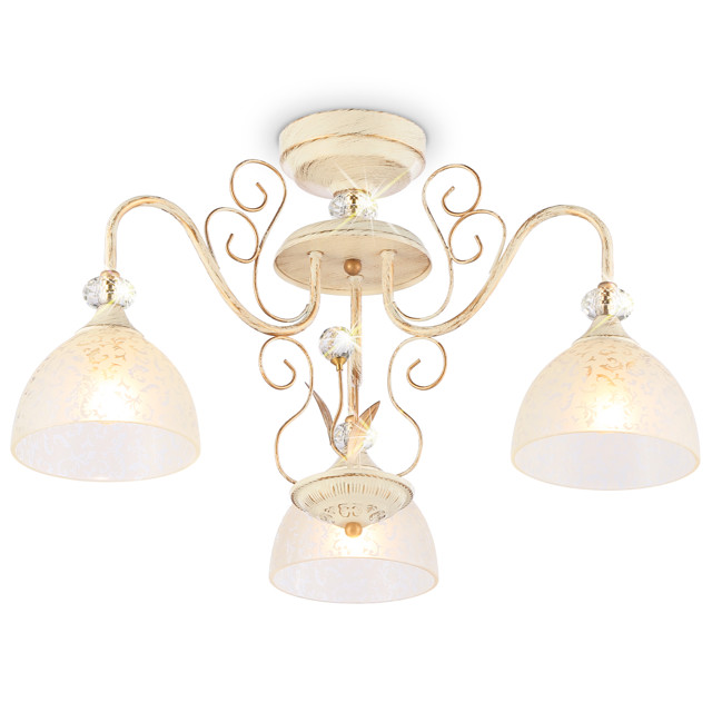 люстра потолочная AMBRELLA Traditional E27х3 40Вт бежевый/золото/белый матовый