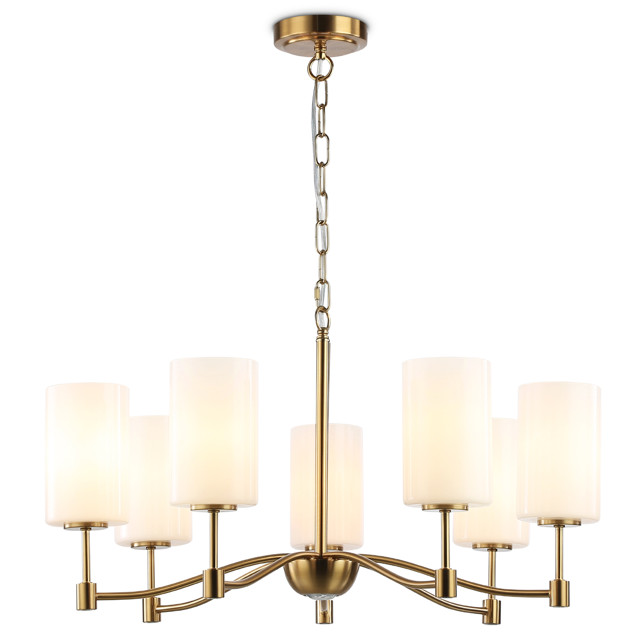 люстра подвесная AMBRELLA LIGHT Хай Лайт E14 7х40Вт латунь/белый матовый