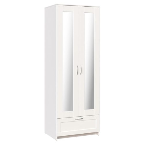 шкаф СИРИУС 2 двери 2 зеркала и 1 ящик 782х585х2196мм белый ЛДСП