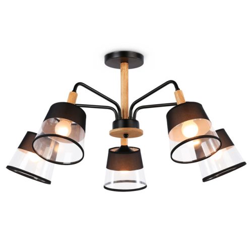 люстра потолочная AMBRELLA Traditional E27х5 40Вт черный/светлое дерево