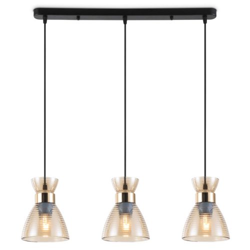 светильник подвесной AMBRELLA Traditional E27х3 60Вт черный/золото/янтарь