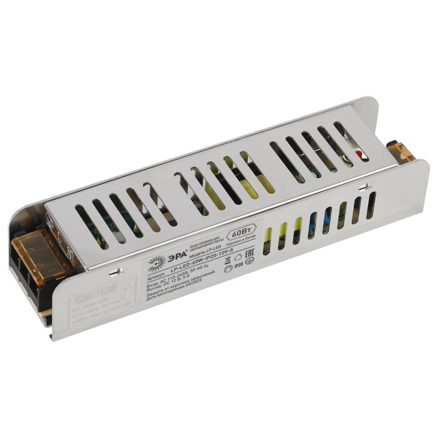 блок питания ЭРА длс с/д ленты 12В 60Вт IP20 5А сетка металл