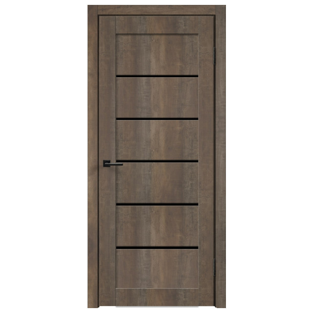 полотно дверное VELLDORIS Linea 1 Медь стекло Лакобель чёрное 200х70см ПВХ