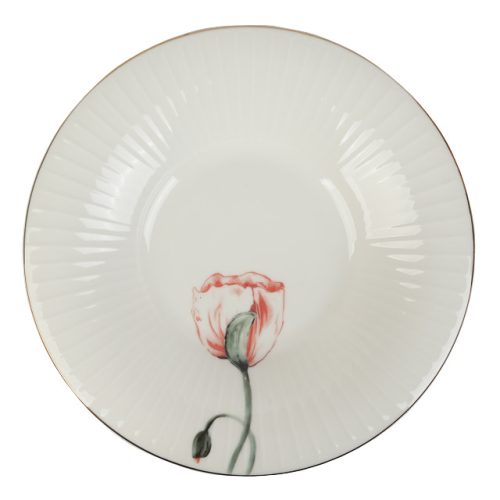 тарелка TODELIA Маки 21,7см глубокая костяной фарфор