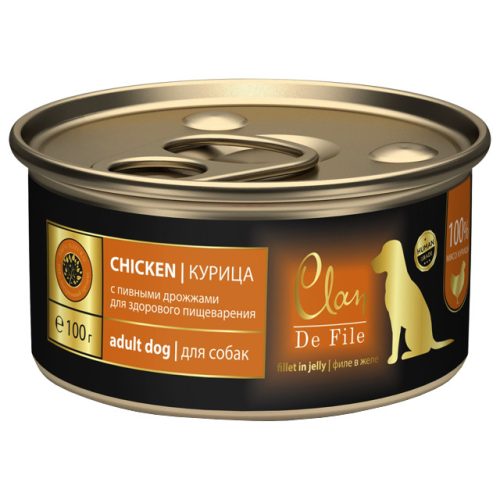 корм для собак CLAN De File с курицей банка 100г