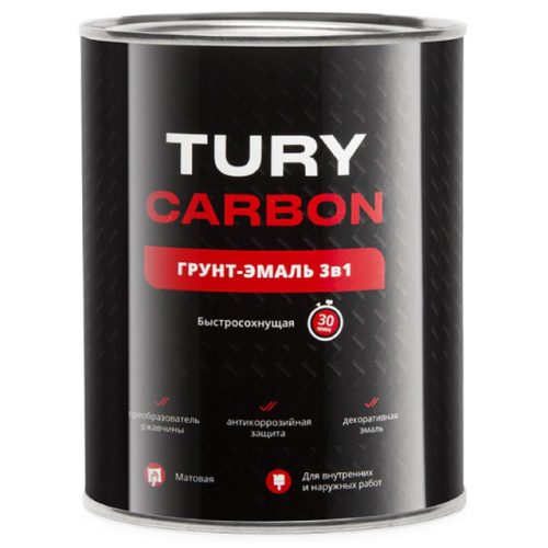 грунт-эмаль по металлу TURY Сarbon 3в1 0,9кг синий RAL 5005, арт.T1-00014485