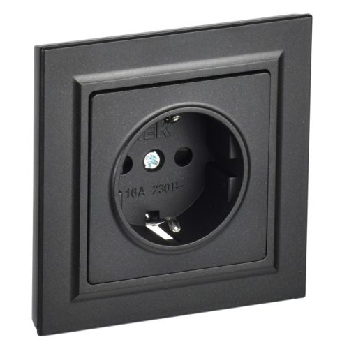 розетка 1 пост IEK BRITE с/з с/ш 16А в сборе черный