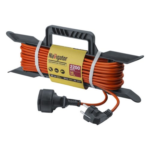 удлинитель на рамке NAVIGATOR силовой 1 гнездо ПВС с/з без выкл 3х1мм 10А 30м оранжевый