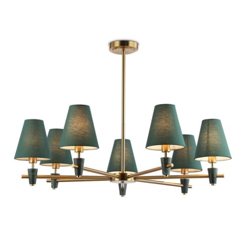 люстра потолочная AMBRELLA High Light E14х7 40Вт латунь/зеленый