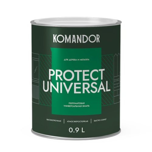 эмаль универсальная KOMANDOR Protect Universal база С 0,9 л полуматовая бесцветная, арт.S1315003001