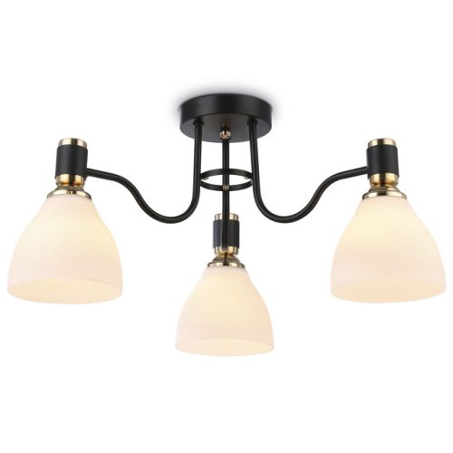 люстра потолочная AMBRELLA Traditional E27х3 60Вт черный/золото/белый матовый