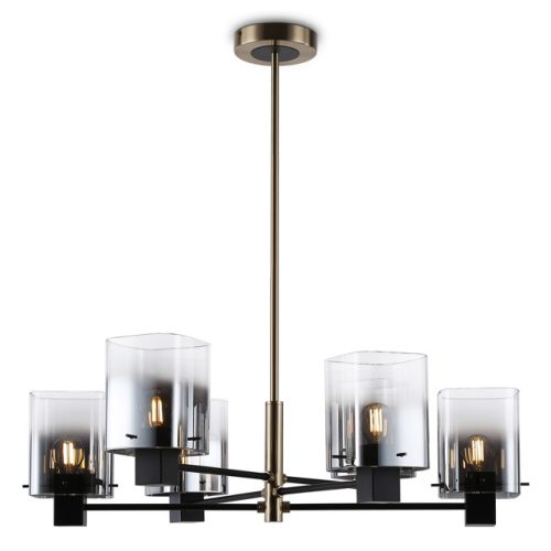 люстра потолочная AMBRELLA High Light E14 6х40Вт черный/темная латунь/дымчатый