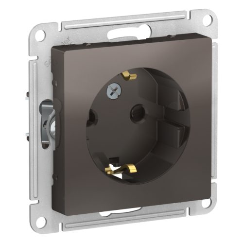 розетка 1 пост Atlas Design с/з со шторками мокко