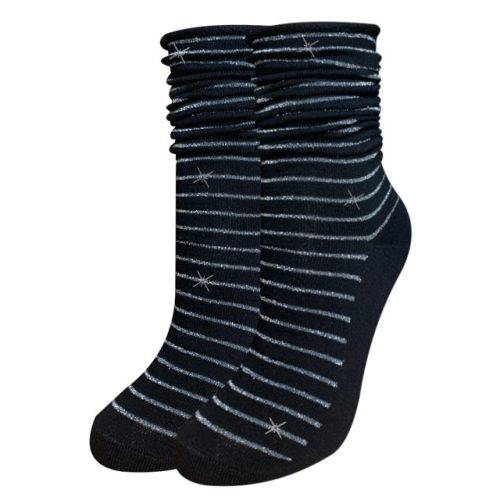 носки OPIUM Люрексная нитка средней длины размер 23 женские черный/серебро