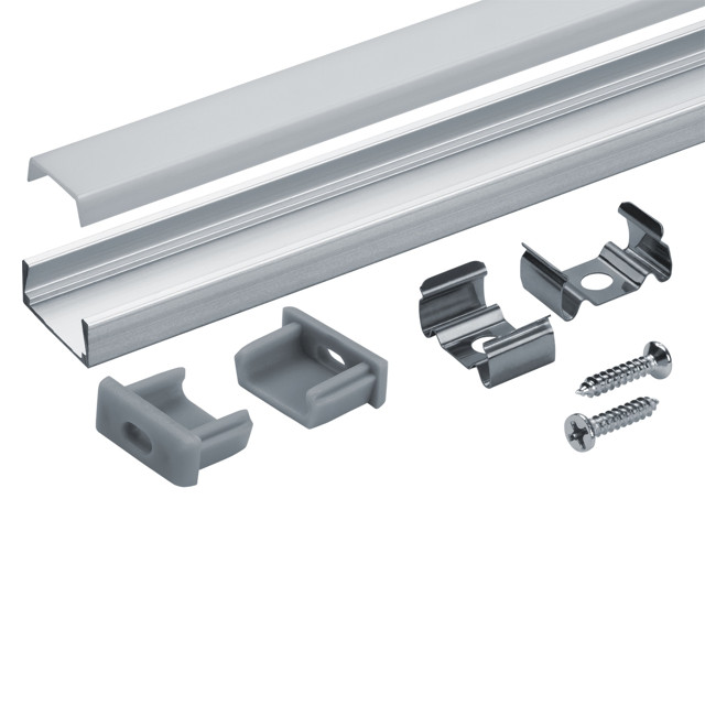 профиль для светодиодной ленты NAVIGATOR накладной с рассеивателем 15.7х6х2000мм комплект серебро