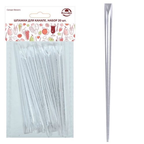 пики для канапе MULTIDOM Кристалл 20шт 9см пластик