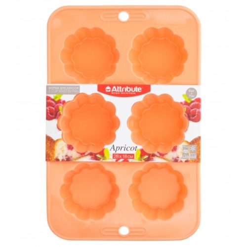 форма ATTRIBUTE Apricot 6 ячеек 28х18см для кексов силикон