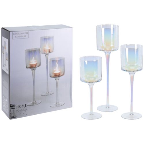 набор подсвечников 9х9х25/30/35см 3шт стекло