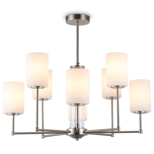 люстра потолочная AMBRELLA High Light E27 8х60Вт никель/белый матовый