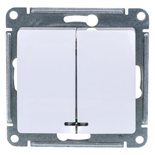 выключатель 2-клавишный SYSTEME ELECTRIC Glossa с индикацией белый