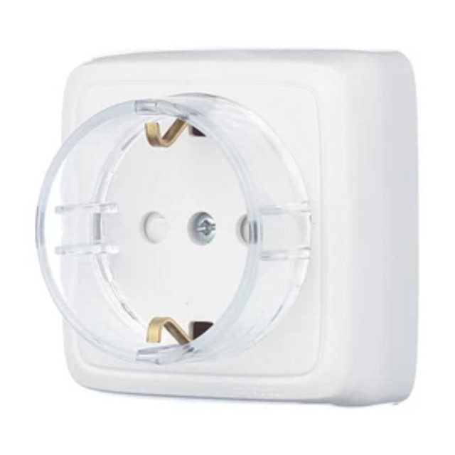 розетка 1 пост HEGEL Alfa Slim с/з с/ш белый (стакан)