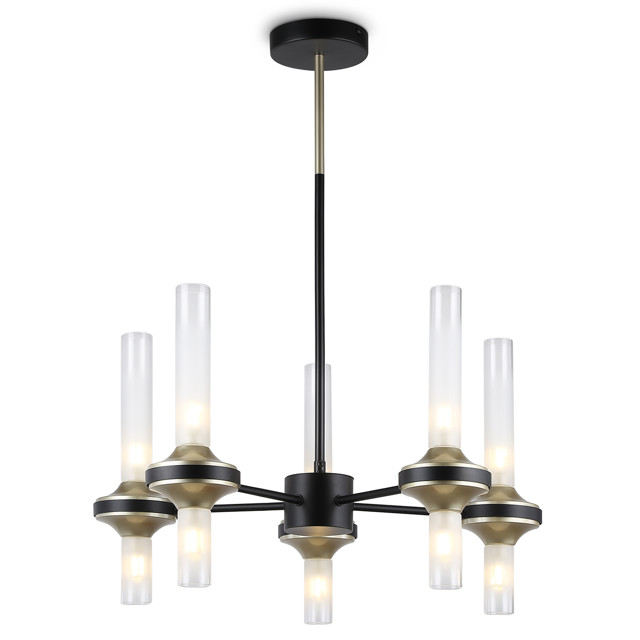 люстра потолочная AMBRELLA High Light G9 10х30Вт черный/золото/прозрачный