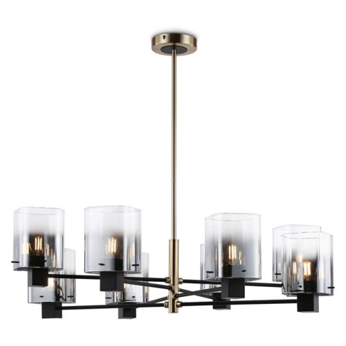 люстра потолочная AMBRELLA High Light E14 8х40Вт черный/темная латунь/дымчатый