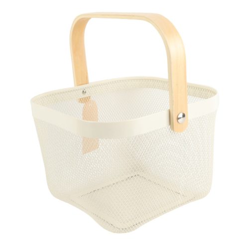 корзина для хранения TODELIA Thorm 250х245х185мм с ручкой металл/дерево белая