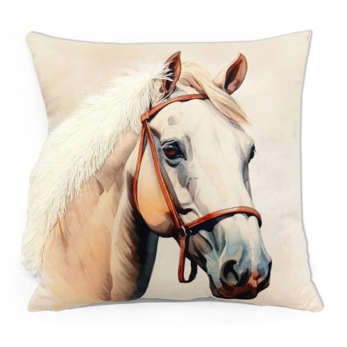 подушка декоративная Лошадь с гривой 40х40см белая, арт.ПД-Грива Б