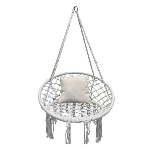 гамак-кресло подвесное BEIGE 0,8х0,6х1,2м бежевый с подушкой  сталь, хлопок, полиэстер (до 120кг)