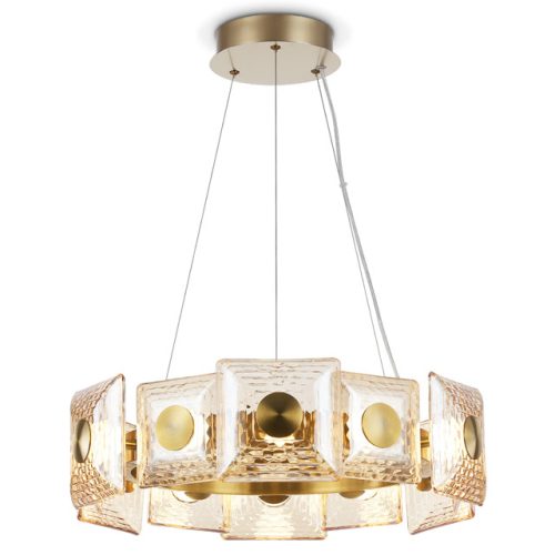 люстра подвесная светодиодная AMBRELLA High Light 56Вт 3000K латунь/янтарь