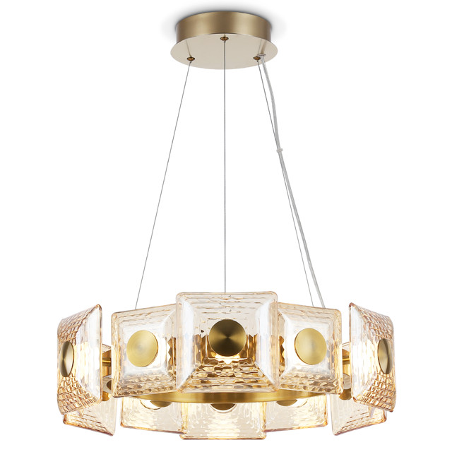 люстра подвесная светодиодная AMBRELLA High Light 56Вт 3000K латунь/янтарь