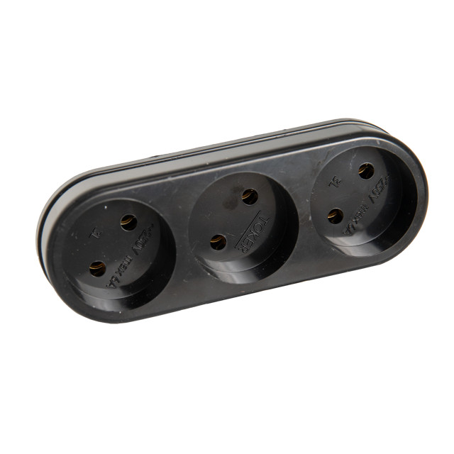 разветвитель 3 гнездо РЕАЛЬНАЯ ЭЛЕКТРИКА б/з 6A 3L черный