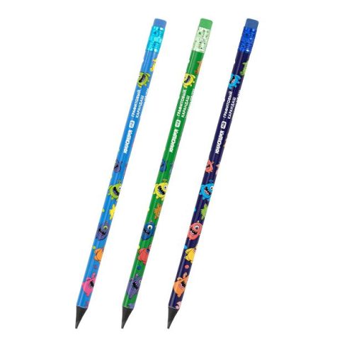 карандаш чернографитный ЮНЛАНДИЯ Монстрики 1 шт HB с ластиком  с принтом