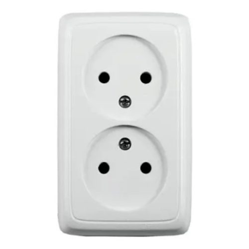 розетка 2 поста HEGEL Alfa Slim без заземления с/ш белый