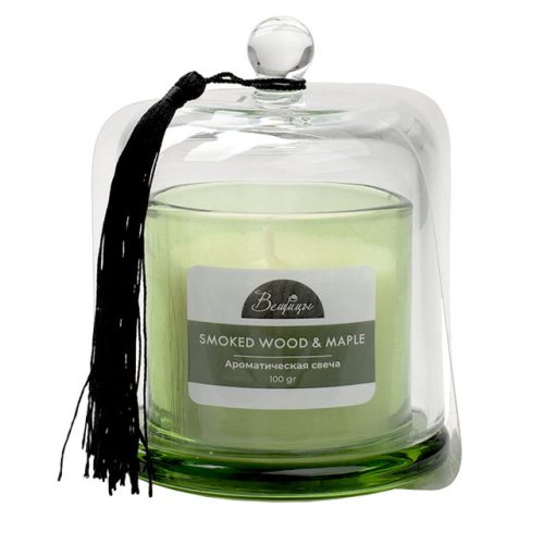 свеча в стакане ВЕЩИЦЫ Smoked Wood&Maple 8,3х11см 15ч/г ароматизированная купол