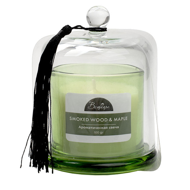 свеча в стакане ВЕЩИЦЫ Smoked Wood&Maple 8,3х11см 15ч/г ароматизированная купол
