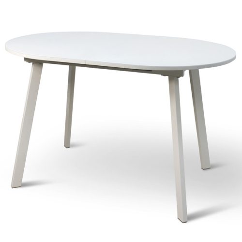 стол раздвижной Оледжо СТ 1200(1500)х800мм белое стекло/ЛДСП/металл