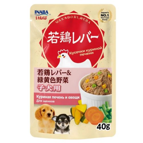 лакомство для щенков INABA Wakadori Reba куриная печень и овощи 40г
