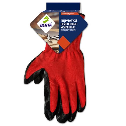 перчатки БЕРТА нейлон с нитриловым покрытием цветные в асс-те