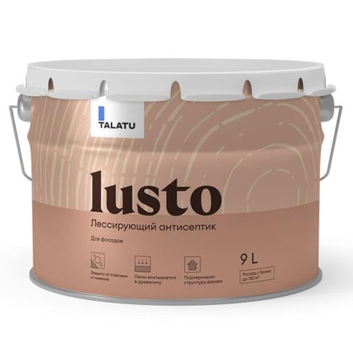 антисептик лессирующий TALATU Lusto для защиты деревянных фасадов 9 л,арт.S1214003010