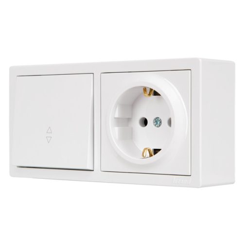 блок переключатель 1-клавишный и розетка LEZARD Leto с/з белый