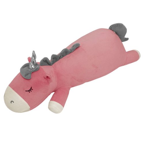 подушка декоративная валик Единорог вышивка 64х21см розовая, арт.ПД-единорог