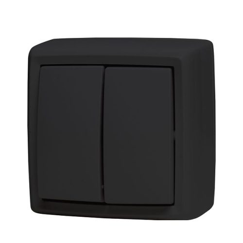 выключатель 2-клавишный DRESDEN 10А черный