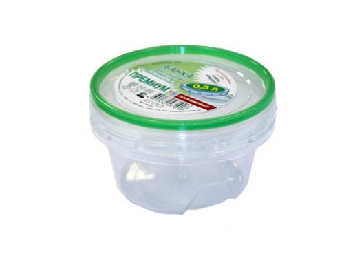 контейнер для продуктов ПОЛИМЕРБЫТ 0,3л 6х10см с герметичной круглый пластик