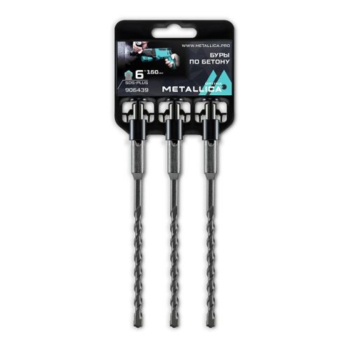 бур по бетону METALLICA Optima SDS-plus 6х160/100мм 3шт