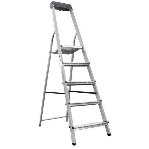 стремянка стальная UGO LOKS 5 ступеней с лотком для инструментов